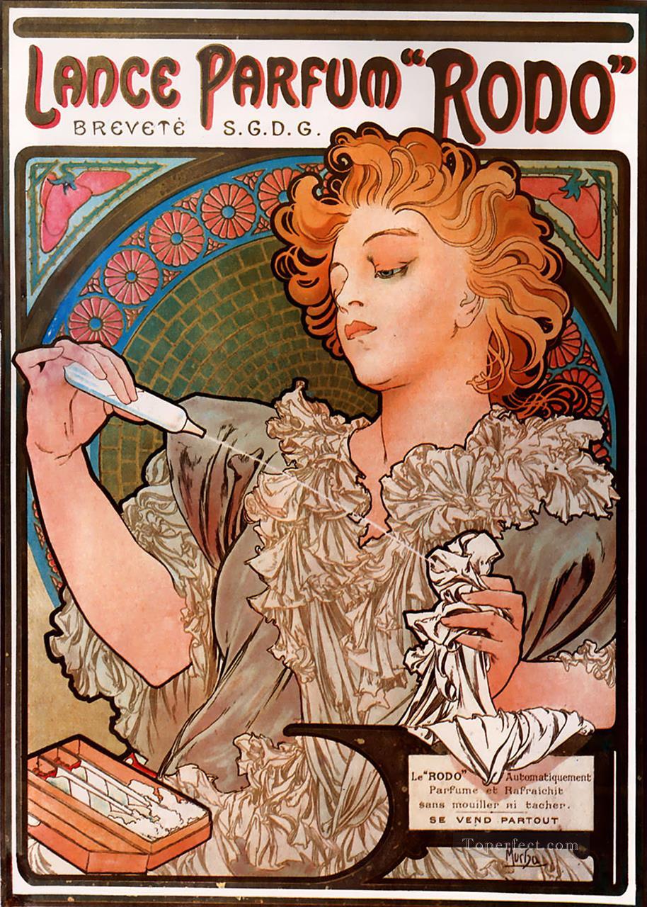 LanceParfum Rodo 1896 Czech Art Nouveau distinct Alphonse Mucha Oil Paintings